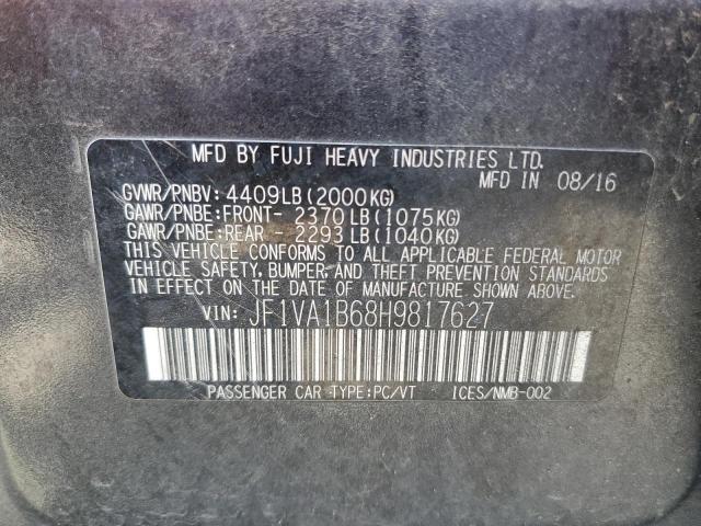2017 SUBARU WRX JF1VA1B68H9817627