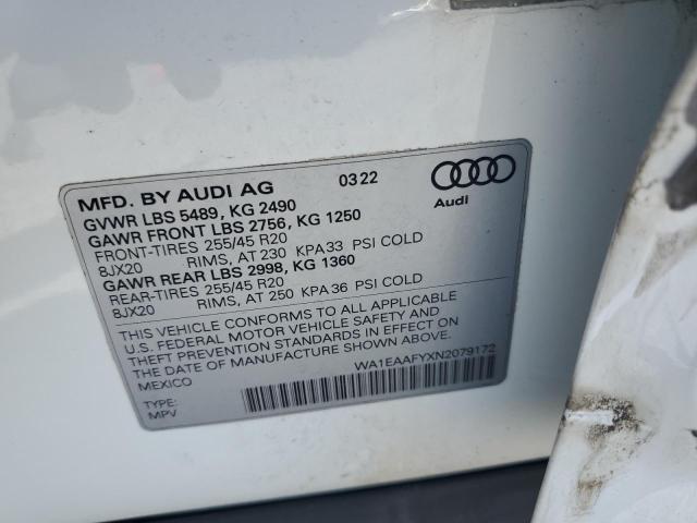 2022 AUDI Q5 PREMIUM WA1EAAFYXN2079172