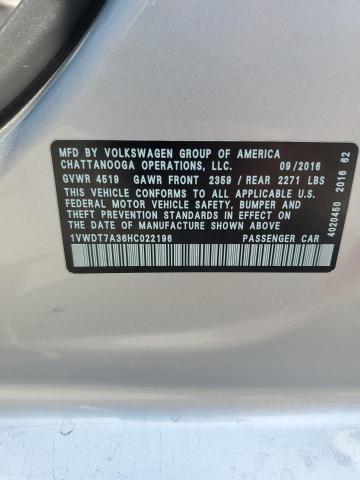 2017 VOLKSWAGEN PASSAT R-LINE 1VWDT7A36HC022196