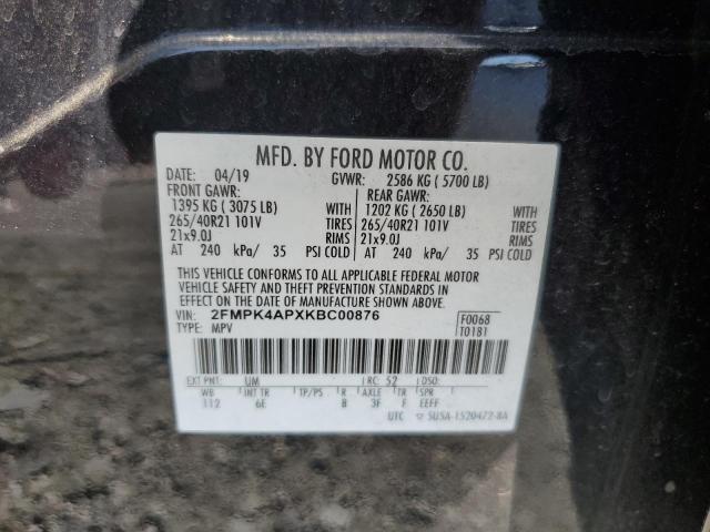 2019 FORD EDGE ST 2FMPK4APXKBC00876
