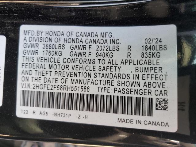 2024 HONDA CIVIC SPOR 2HGFE2F58RH551586