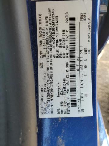 2019 FORD FIESTA SE 3FADP4BJ9KM153346