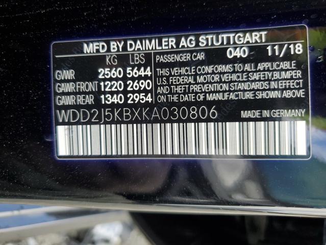 2019 MERCEDES-BENZ CLS 450 4M WDD2J5KBXKA030806