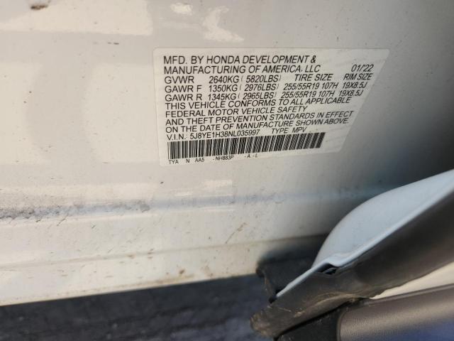 2022 ACURA MDX 5J8YE1H38NL035997