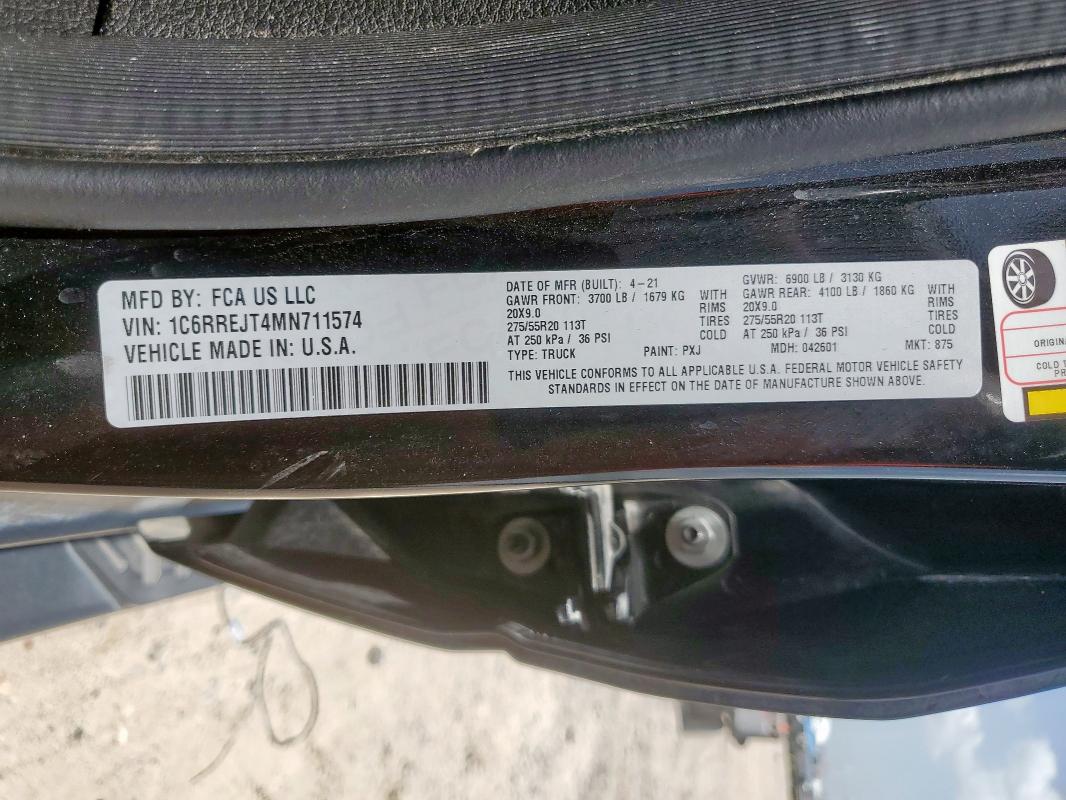 2021 RAM 1500 LARAM - 1C6RREJT4MN711574