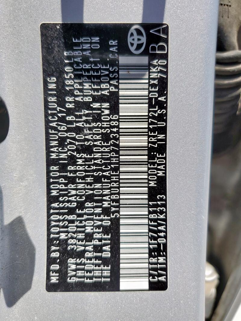 2017 TOYOTA COROLLA L - 5YFBURHE1HP723486