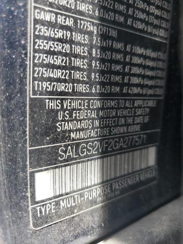 2016 LAND ROVER RANGE ROVE SALGS2VF2GA277571