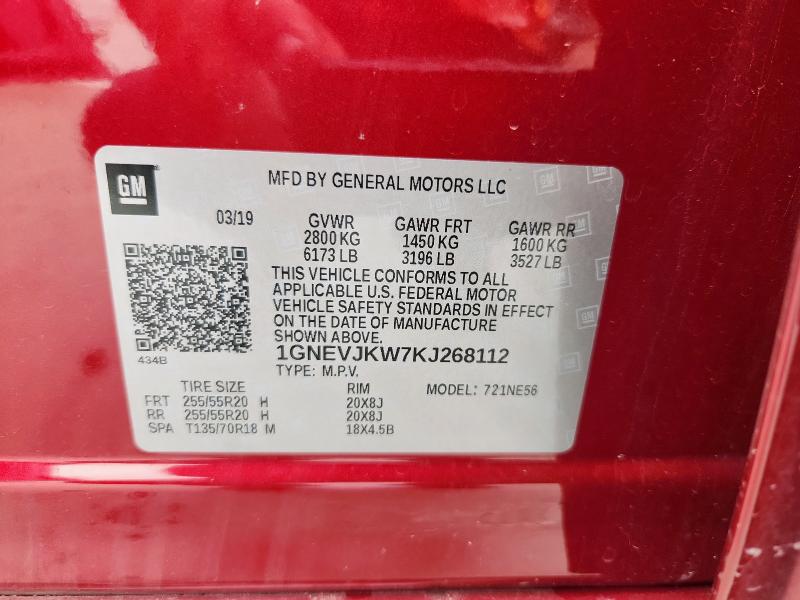 2019 CHEVROLET TRAVERSE H 1GNEVJKW7KJ268112
