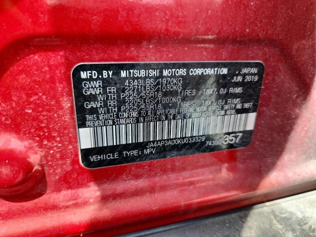 2019 MITSUBISHI OUTLANDER - JA4AP3AU0KU033329