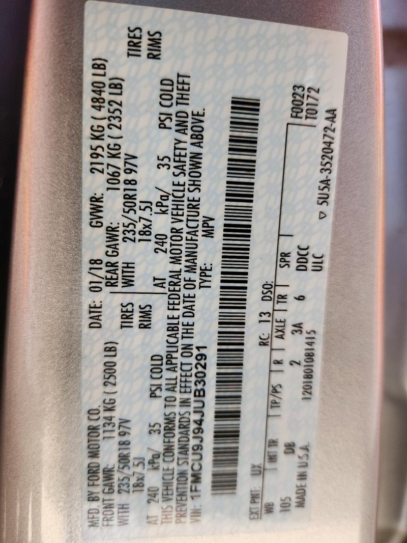 2018 FORD ESCAPE TITANIUM - 1FMCU9J94JUB30291