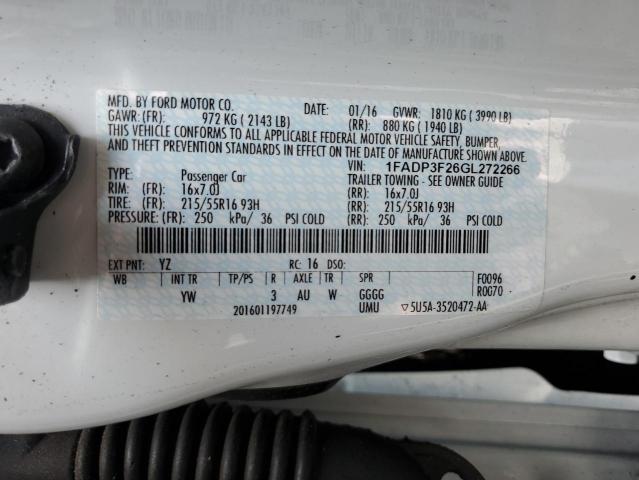 2016 FORD FOCUS SE - 1FADP3F26GL272266