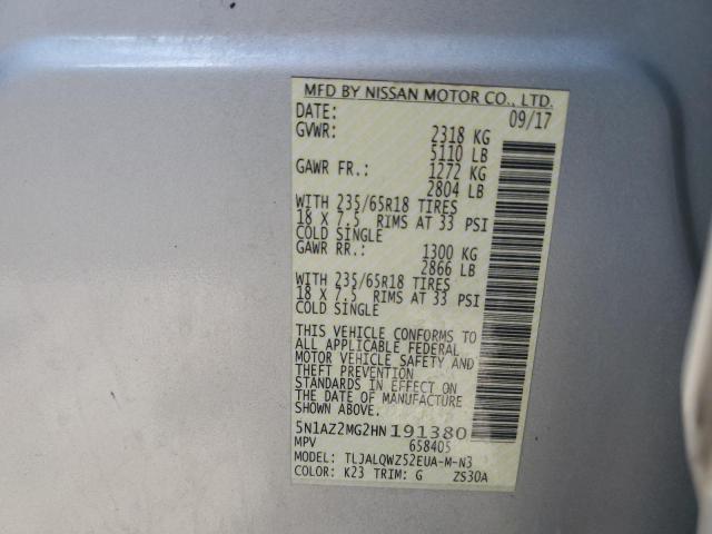 2017 NISSAN MURANO S 5N1AZ2MG2HN191380