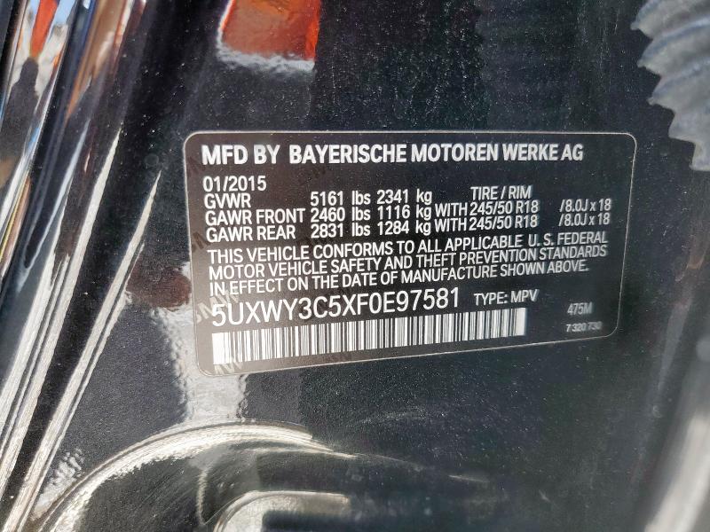 2015 BMW X3 XDRIVE28D 5UXWY3C5XF0E97581