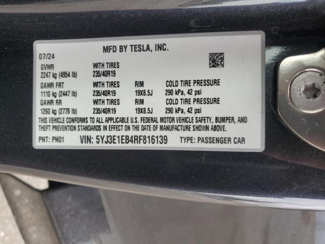 2024 TESLA MODEL 3 5YJ3E1EB4RF816139