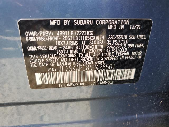 2022 SUBARU FORESTER L JF2SKAPC8NH428501