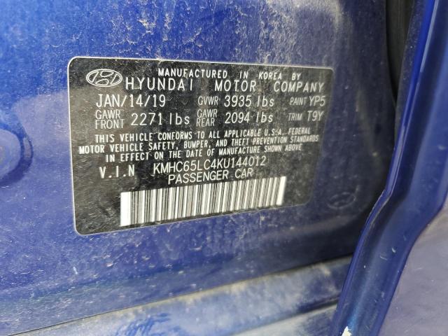 2019 HYUNDAI IONIQ BLUE KMHC65LC4KU144012