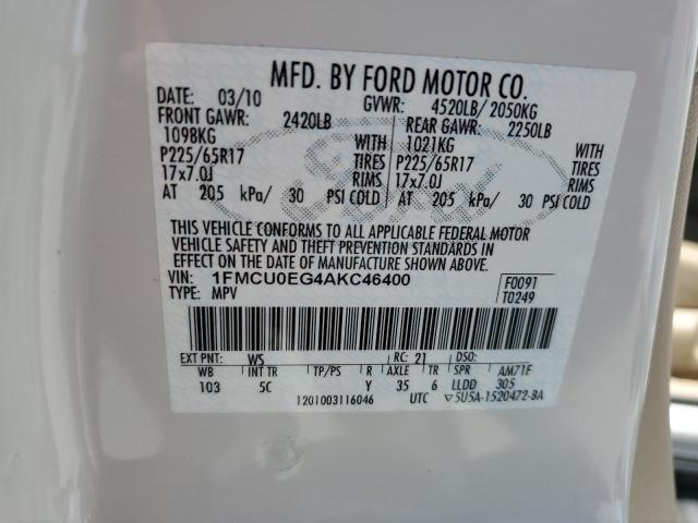2010 FORD ESCAPE LIM - 1FMCU0EG4AKC46400