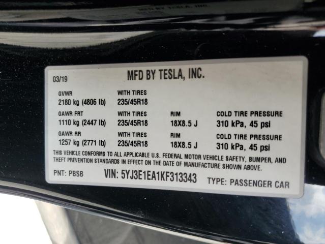 2019 TESLA MODEL 3 5YJ3E1EA1KF313343