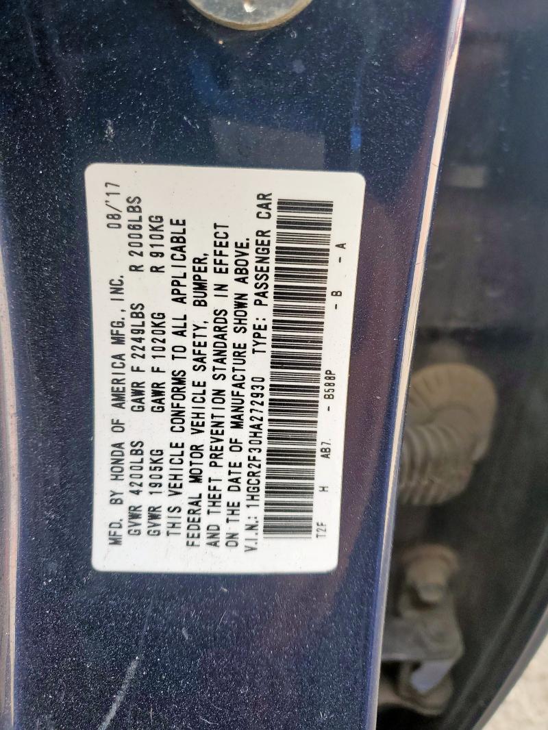 2017 HONDA ACCORD LX 1HGCR2F30HA272930