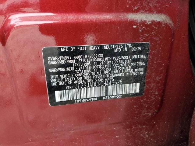 2016 SUBARU FORESTER 2 JF2SJADC9GH449528