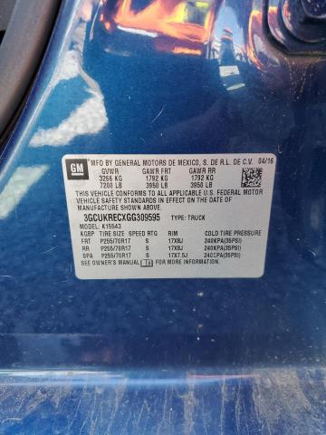 2016 CHEVROLET SILVERADO - 3GCUKRECXGG309595