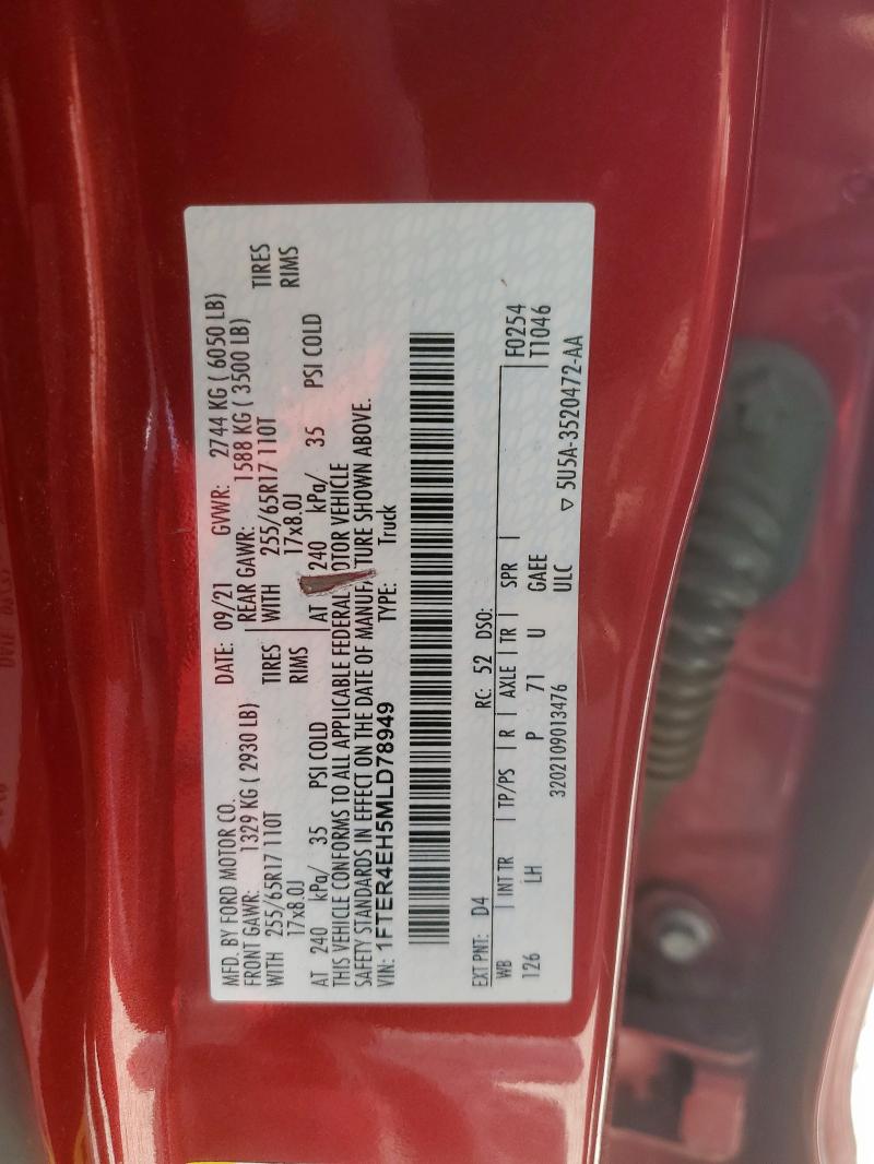 2021 FORD RANGER 1FTER4EH5MLD78949