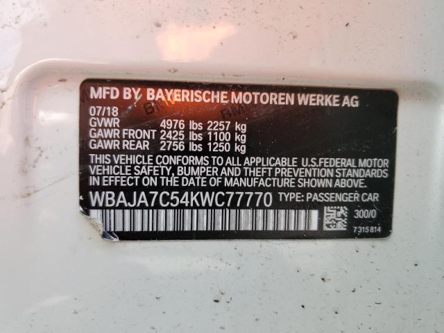 2019 BMW 530 XI WBAJA7C54KWC77770