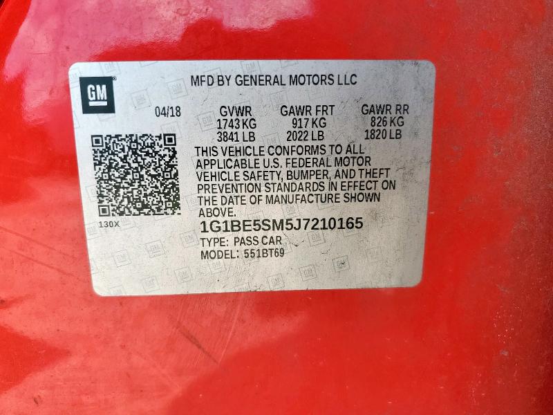 2018 CHEVROLET CRUZE LT - 1G1BE5SM5J7210165