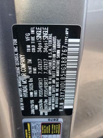 2017 HYUNDAI SANTA FE S 5XYZUDLB5HG388767