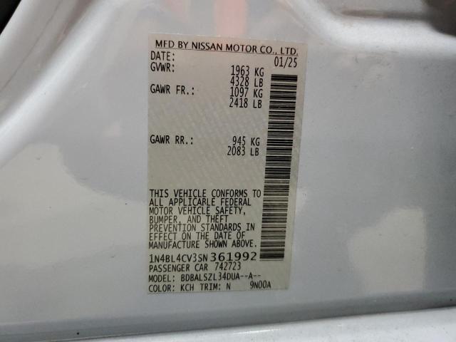2025 NISSAN ALTIMA SR 1N4BL4CV3SN361992