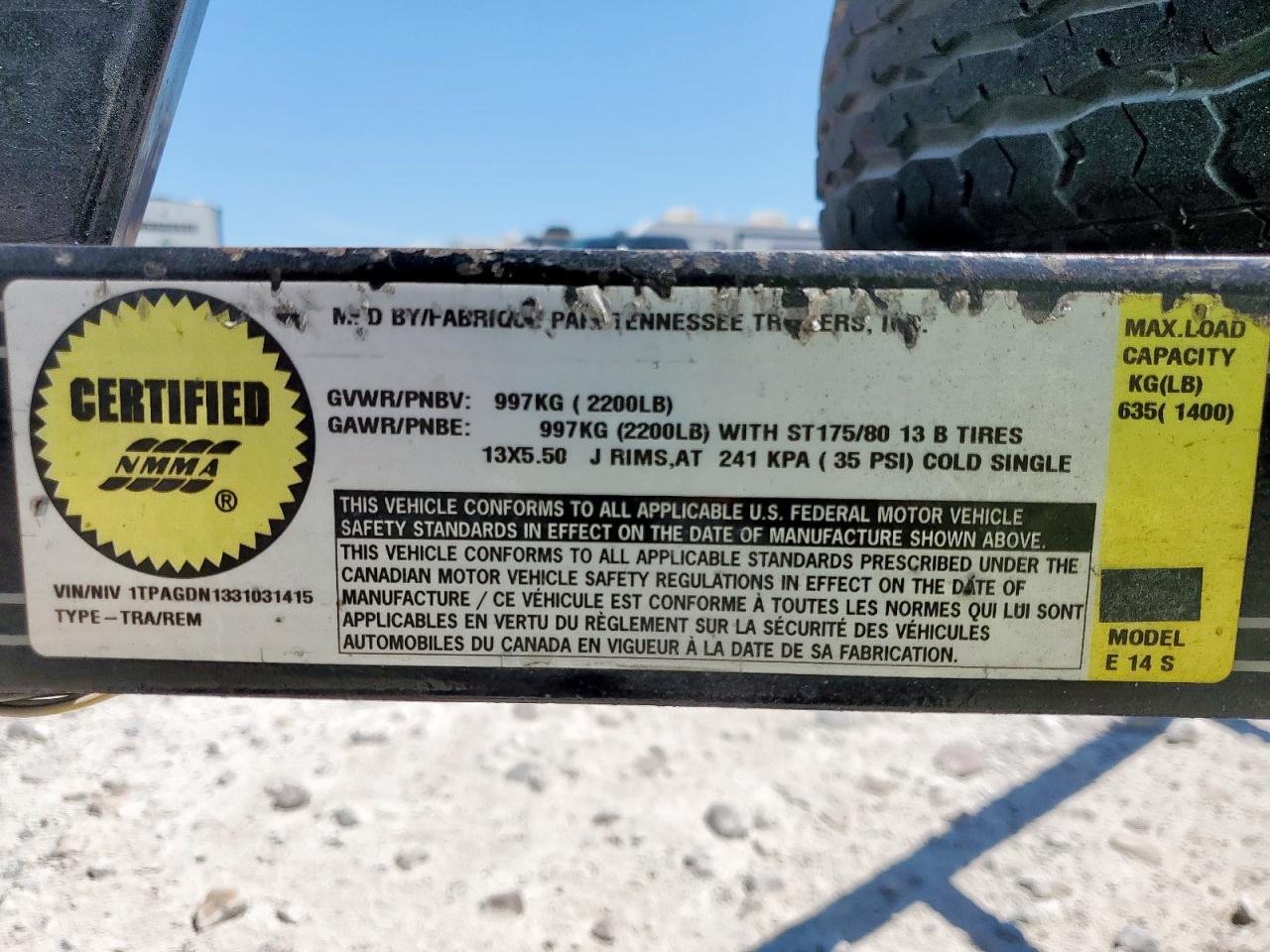 Lot #3246971241 2003 TENESEE UNKNOWN