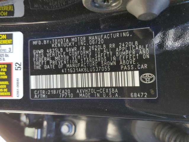 2020 TOYOTA CAMRY SE 4T1G31AK6LU537055