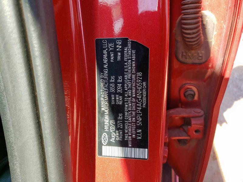 2022 HYUNDAI ELANTRA LI 5NPLP4AG4NH059218