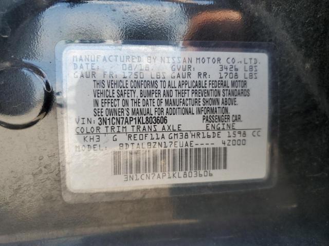 2019 NISSAN VERSA S 3N1CN7AP1KL803606