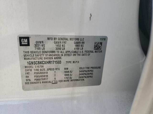 2017 CHEVROLET TAHOE C1500 LT 1GNSCBKCXHR171503