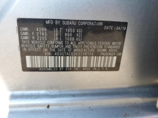 2019 SUBARU IMPREZA PR 4S3GTAC62K3738170
