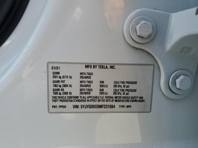 2021 TESLA MODEL Y 5YJYGDEE8MF231584
