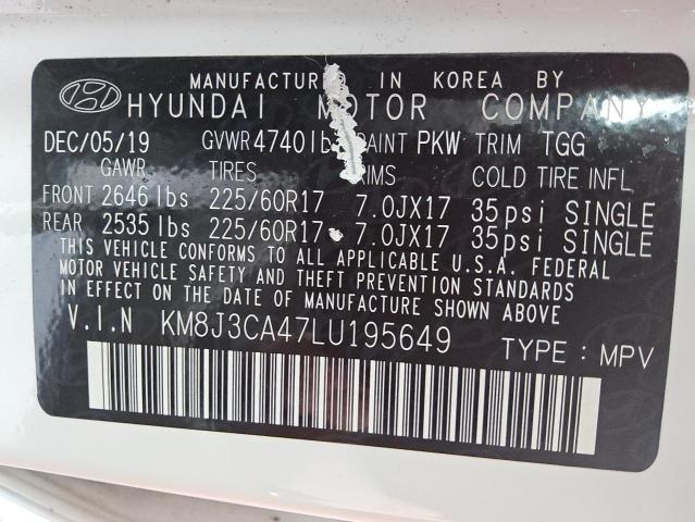 2020 HYUNDAI TUCSON LIM KM8J3CA47LU195649