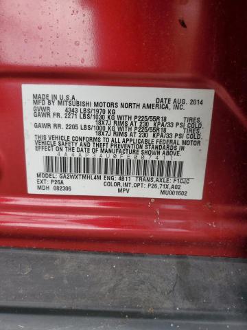 2015 MITSUBISHI OUTLANDER 4A4AP3AU0FE007411