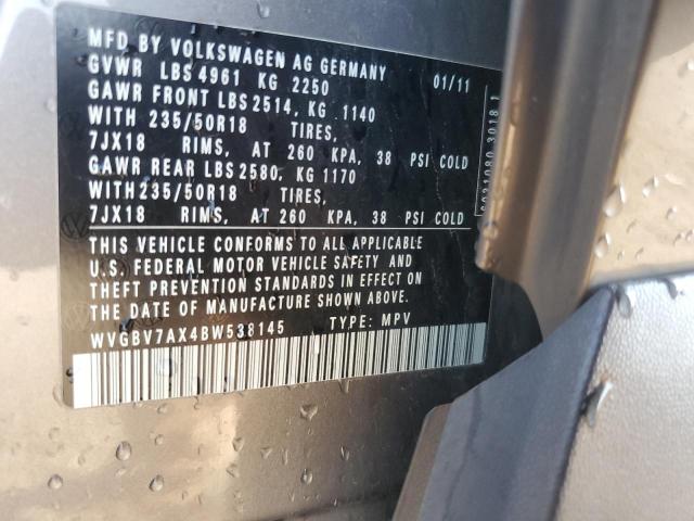 2011 VOLKSWAGEN TIGUAN S - WVGBV7AX4BW538145