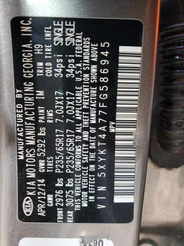 2015 KIA SORENTO LX 5XYKT4A77FG586945