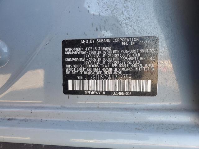 2022 SUBARU CROSSTREK JF2GTHSC5NH232759