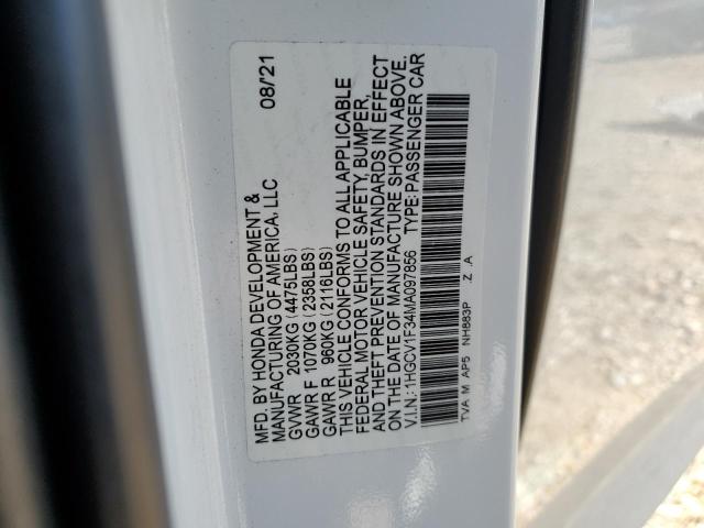 2021 HONDA ACCORD SPORT 1HGCV1F34MA097856