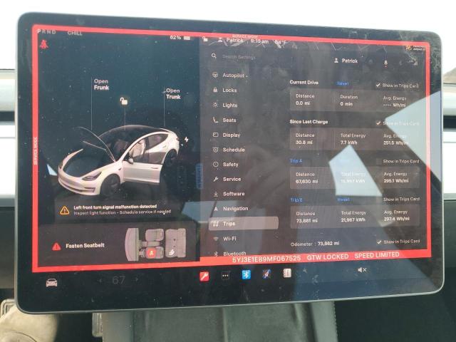 2021 TESLA MODEL 3 5YJ3E1EB9MF067525
