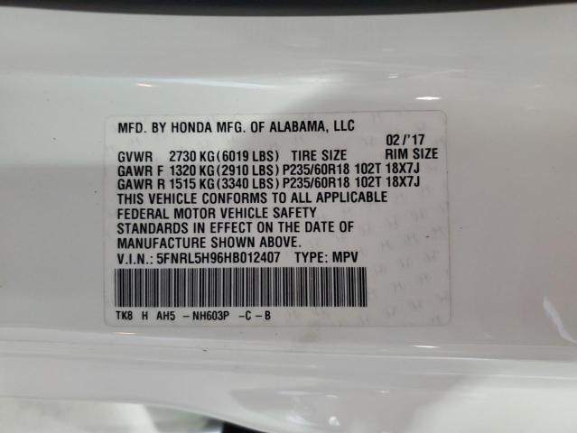 2017 HONDA ODYSSEY TO 5FNRL5H96HB012407