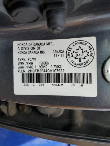2012 HONDA CIVIC LX - 2HGFB2F44CH107922