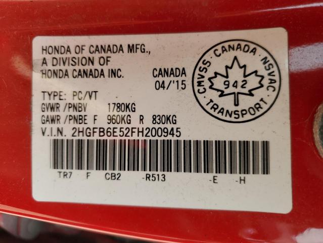 2015 HONDA CIVIC SI 2HGFB6E52FH200945