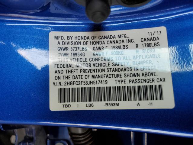 2018 HONDA CIVIC LX - 2HGFC2F53JH517419