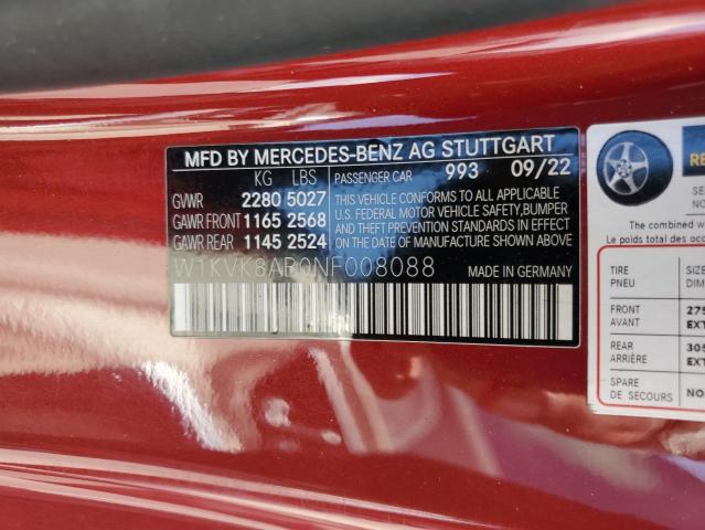 2022 MERCEDES-BENZ SL 55 AMG W1KVK8AB0NF008088
