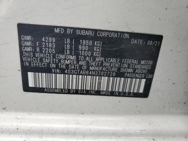 2022 SUBARU IMPREZA 4S3GTAB64N3702728